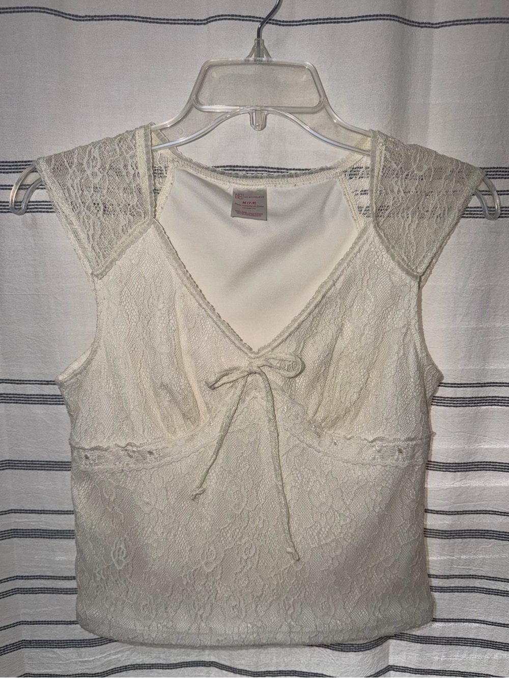 Lace Tie-Front Top - Cream
